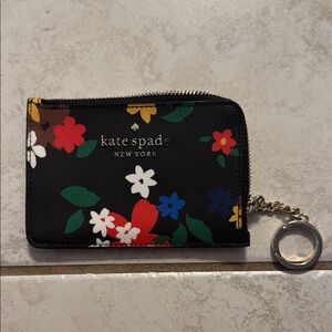 Kate Spade Black Card Holder with Colorful Floral Design